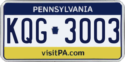 PA license plate KQG3003