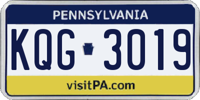 PA license plate KQG3019