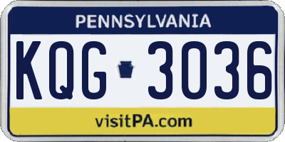 PA license plate KQG3036