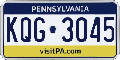 PA license plate KQG3045