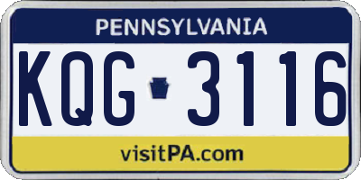PA license plate KQG3116