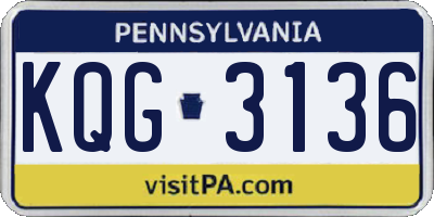 PA license plate KQG3136