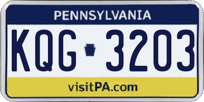 PA license plate KQG3203