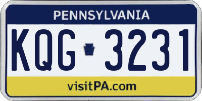 PA license plate KQG3231
