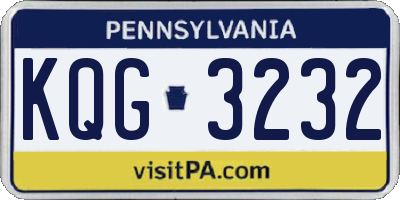PA license plate KQG3232