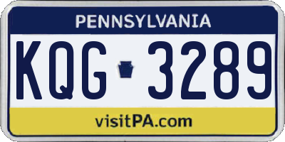 PA license plate KQG3289