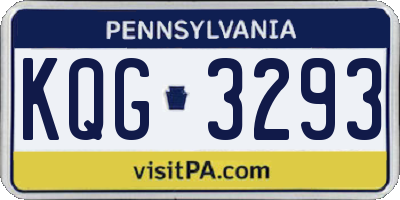 PA license plate KQG3293