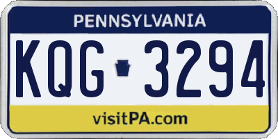 PA license plate KQG3294