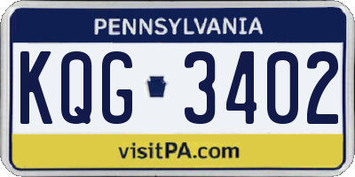 PA license plate KQG3402