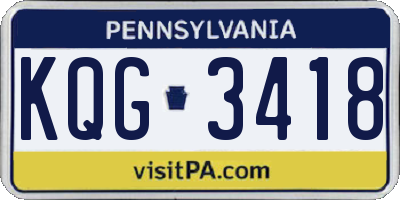 PA license plate KQG3418