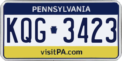 PA license plate KQG3423