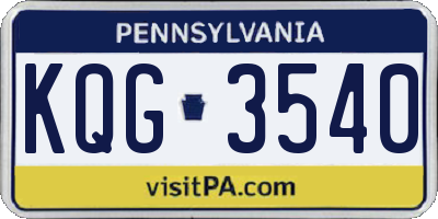 PA license plate KQG3540