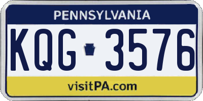 PA license plate KQG3576