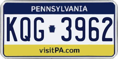 PA license plate KQG3962