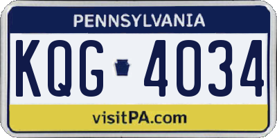 PA license plate KQG4034