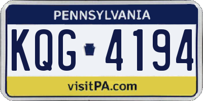 PA license plate KQG4194