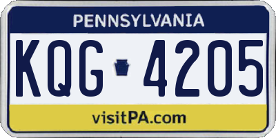 PA license plate KQG4205