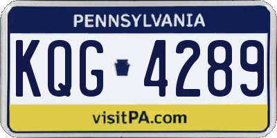 PA license plate KQG4289