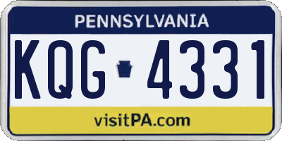 PA license plate KQG4331