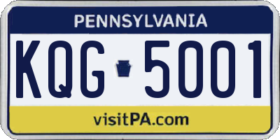 PA license plate KQG5001