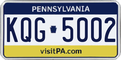 PA license plate KQG5002