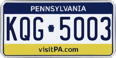 PA license plate KQG5003