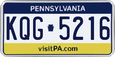 PA license plate KQG5216
