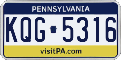 PA license plate KQG5316