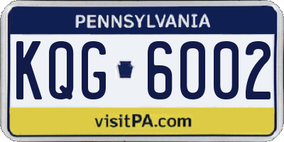 PA license plate KQG6002