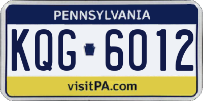PA license plate KQG6012