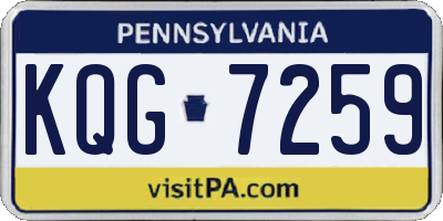 PA license plate KQG7259