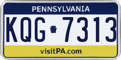 PA license plate KQG7313