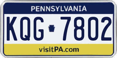 PA license plate KQG7802