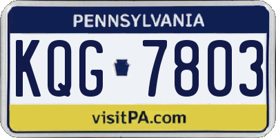 PA license plate KQG7803