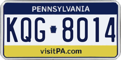 PA license plate KQG8014