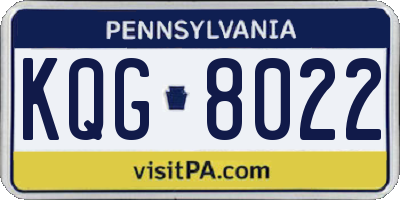 PA license plate KQG8022