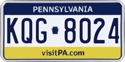 PA license plate KQG8024