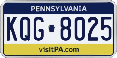 PA license plate KQG8025