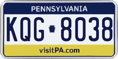 PA license plate KQG8038