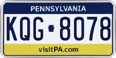PA license plate KQG8078
