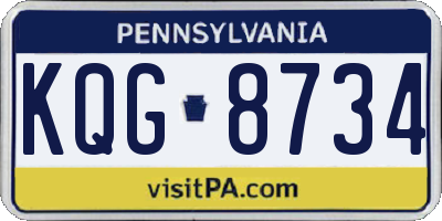 PA license plate KQG8734