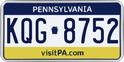 PA license plate KQG8752