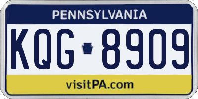 PA license plate KQG8909