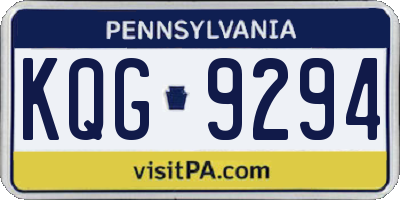 PA license plate KQG9294