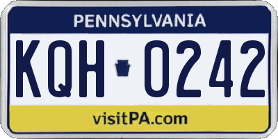 PA license plate KQH0242