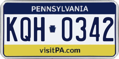 PA license plate KQH0342