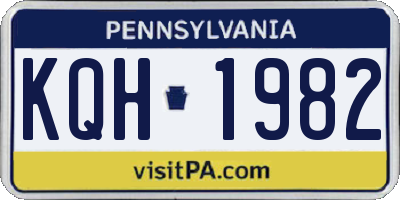 PA license plate KQH1982