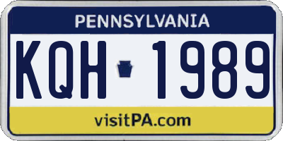 PA license plate KQH1989