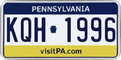 PA license plate KQH1996