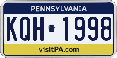 PA license plate KQH1998